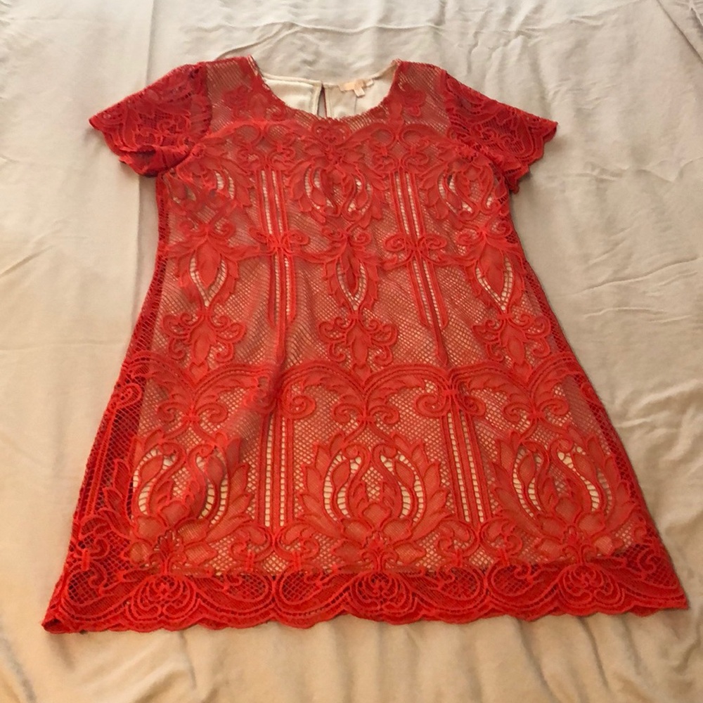 Red lace dress